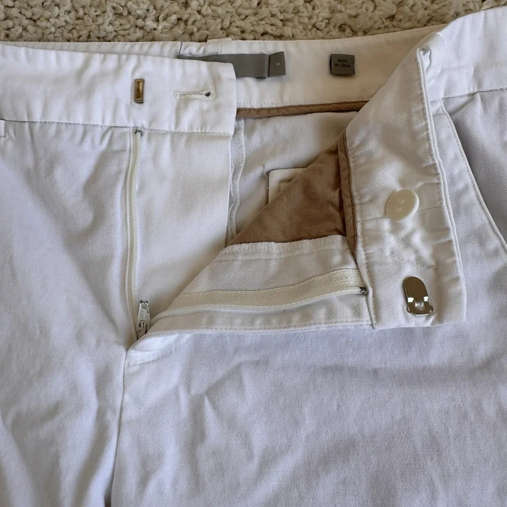 Vince Women's White Bermuda Shorts Size 2 Cotton Linen Stretch Casual Summer
